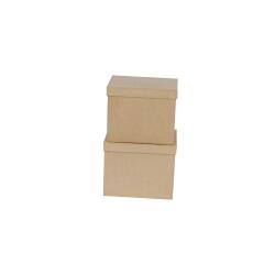Set of 2 Rectangular Boxes 25x20x20/23.5x18.5x19.5cm - Kraft