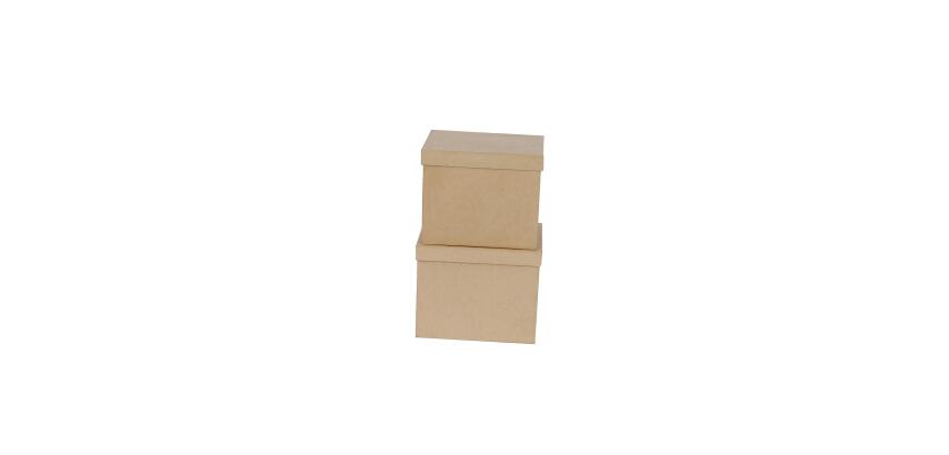 Lot de 2 boîtes rectangles 25x20x20/23,5x18,5x19,5cm - Kraft