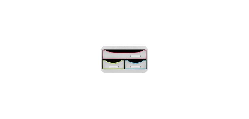SMALL-BOX mit 3 Schubladen, Black Office - Weiss/Harlekin