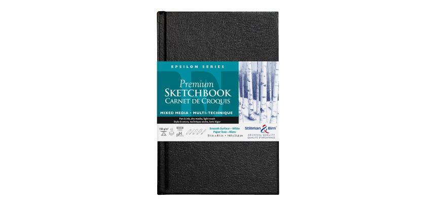 Epsilon Series carnet rembordé rigide 62F 14x21,6cm 150g - Blanc