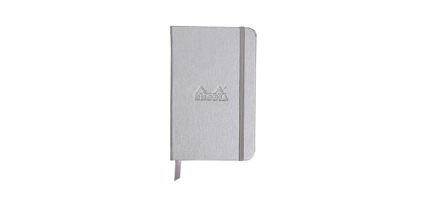 Webnotebook 9x14 cm 192 pages ligné papier ivoire 90g fermeture élastique - Argent