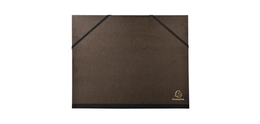 Carton à dessin kraft noir vernis avec élastiques 26x33 cm - Pour formats A4 et 24x32 cm - Noir