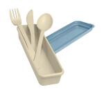 Boîte réutilisable de 3 couverts, bio-sourcée avec couvercle - Beige