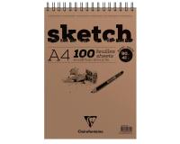 Sketch bloc spiralé 100F A4 90g - Blanc