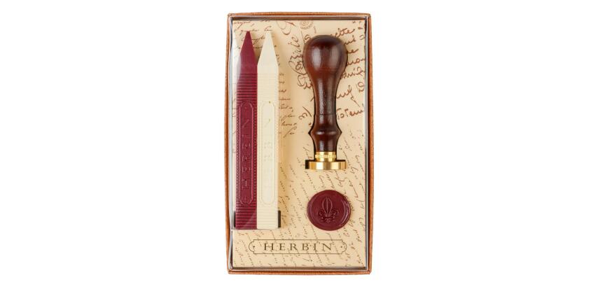 SET SCEAU + 2 BATONS CIRE FLEUR DE LYS - Fleur de lys