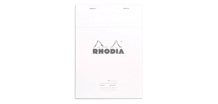 Meeting Pad - bloc agrafé Rhodia N°16 A5 80 feuillets pré-imprimés détachables 80g - Blanc