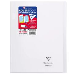 Cahier piqué Koverbook 24x32cm 48 pages grands carreaux couverture polypropylène transparent - Incolore