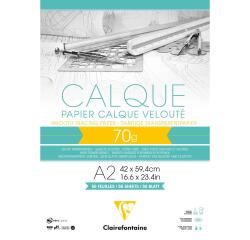 Papier Calque bloc collé 50F A2 70/75g