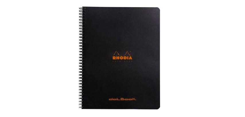 Notebook Rhodia Classic reliure intégrale 22,5x29,7 cm 160 pages dot détachables 80g - Noir