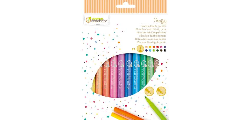 Pochette de 12 feutres double pointes - Multicolore