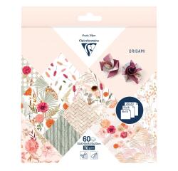 ORIGAMI, Set van 60 vellen 70g/m2 3 formaten - Gedroogde bloemen - Multicolor