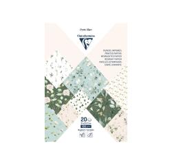 PAPIERS IMPRIMÉS, Bloc de 20 feuilles à motifs 160g/m2 au format A4 (21x29,7cm) + 1 idée créative - Romantique - Multicolore