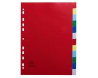 Intercalaires polypropylène souple 12 positions - A4 - Couleurs assorties