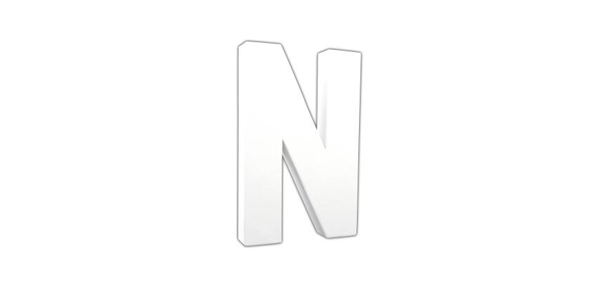 Lettre N 20,5cm - Blanc