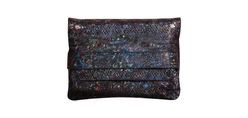 CÉLESTE CUIR Pochette à rabat 26x18 cm Lazer Noir