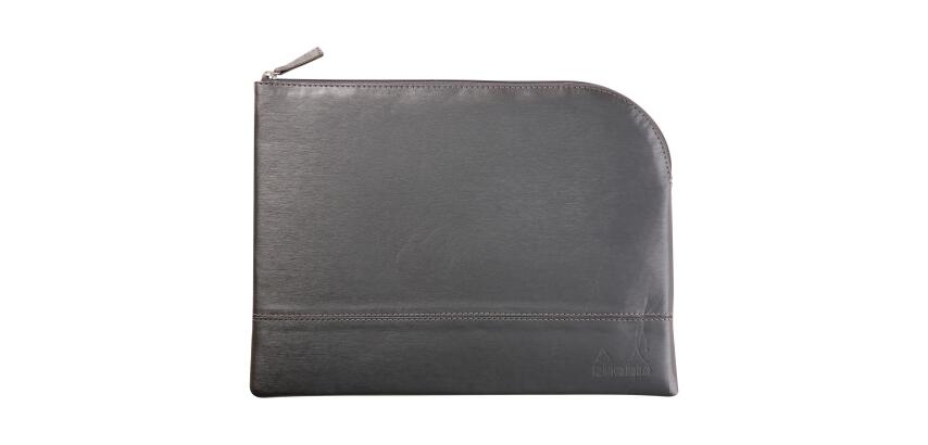 Rhodiarama pochette zippée en simili cuir - taille L (21x28 cm) - Titane