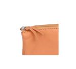CUIR NATUREL Trousse en cuir plate avec 3 compartiments. - Naturel