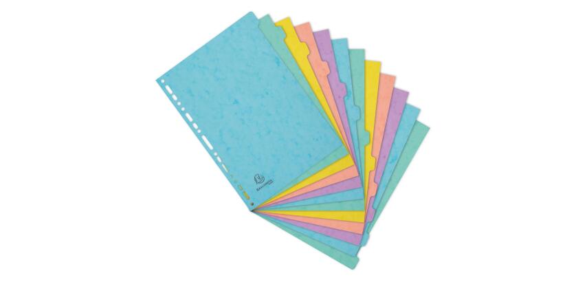 Tabbladen in glanskarton 400g/m2 Aquarel 12 verdelingen - A4 - Geassorteerd