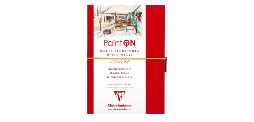 Paint'ON carnet cousu 32F A5 250g - Rouge