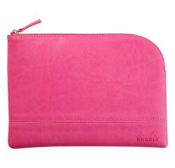 Rhodiarama pochette zippée en simili cuir - taille M (16x22 cm) - Fuchsia