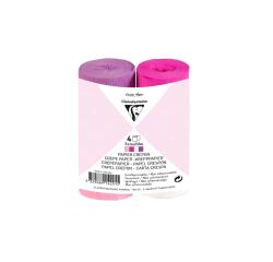 PAPIER CRÉPON IGNIFUGÉ, 4 bandes au format 5cmx10m - Assortiment rose