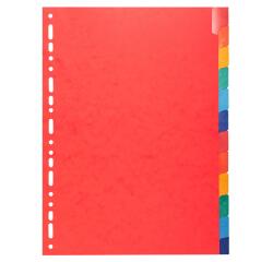 Intercalaires Carte lustrée 225g avec onglets renforcés - 12 positions - A4 - Couleurs assorties