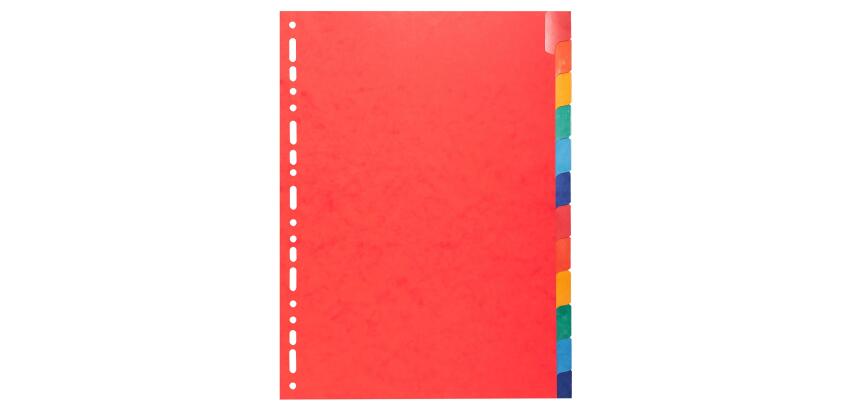 Intercalaires Carte lustrée 225 g avec onglets renforcés - 12 positions - A4