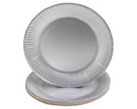 10 Assiettes en carton rondes, 23 cm - Argent