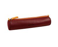 Rhodiarama trousse ronde simili cuir italien 5x21,5 cm - Lie de vin