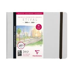 Etival Aquarelle carnet cousu 24F A5 300g grain fin (cartes postales) - Gris