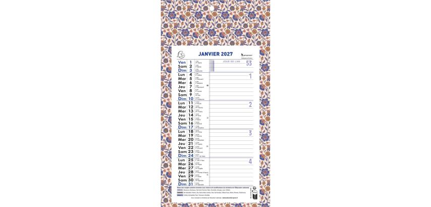 Calendrier mensuel URBAN avec feuillets détachables 15,5 x 28,5 cm support plaque imprimée 19 x 41 cm 2027 Color Design - Visuel
