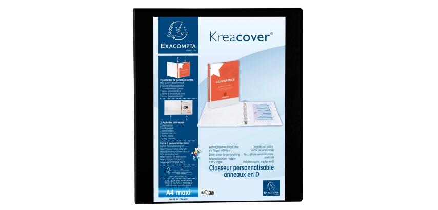 Classeur PP personnalisable Kreacover - 4 anneaux en D 25mm - A4 maxi