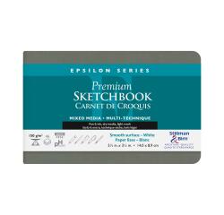 Epsilon Series, Skizzenbuch mit flexiblem Einband, Fadenbindung, 46 Blatt 14x8,9cm 150g - Weiß