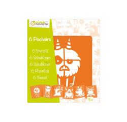 Set de 6 pochoirs enfants, Monstres - Orange