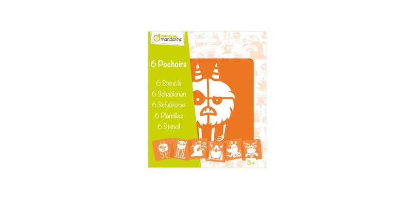 Set de 6 pochoirs enfants, Monstres - Orange