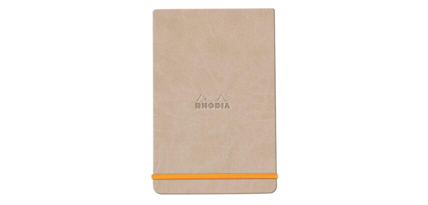 Rhodiarama Webnotepad rembordé rigide 9x14 cm 192 pages ligné microperforé papier ivoire 90g fermeture élastique - Beige