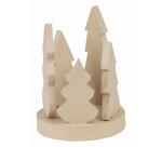 Pappmaché, Kerzenhalter Wald mit Tannenbäumen 11,5x11,5x17 cm - Kraft