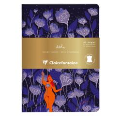 Adolie, Set de 2 carnets cousu fil A5 14,8x21 cm, 64 pages, ligné. Bloom. 1 carnet couverture cuir + 1 carnet couverture carte imprimée, ass.