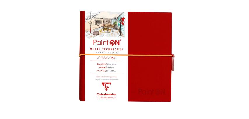 Paint'ON PU notebook 19x19cm 32 blad 250g wit - Rood