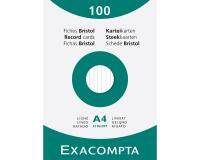 Pk 100 Exa Record Cards A4 White Lined - White