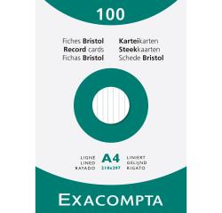 etui 100 steekkaarten bristol - gelijnd niet geperforeerd 210x297mm - Wit