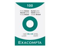 Étui de 100 fiches format A6- bristol blanc ligné non perforé 105x148mm