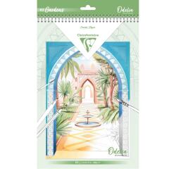 ODELIA, Bloc de coloriage multi-techniques de 20 feuilles A4 250g, Les jardins