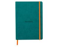 Rhodiarama carnet souple A5 160 pages ligné papier ivoire 90g fermeture élastique - Paon