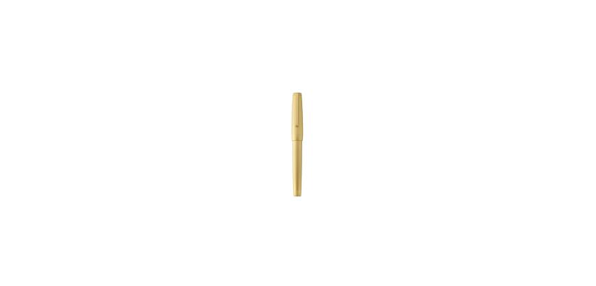 Stylo en métal précieux, corps et attributs or jaune 3N brossés, plume titanium EF