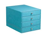 Rhodiarama trieur 4 tiroirs simili cuir italien 24,8x32,7x22,8 cm - Turquoise