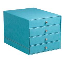 Rhodiarama trieur 4 tiroirs simili cuir italien 24,8x32,7x22,8 cm - Turquoise