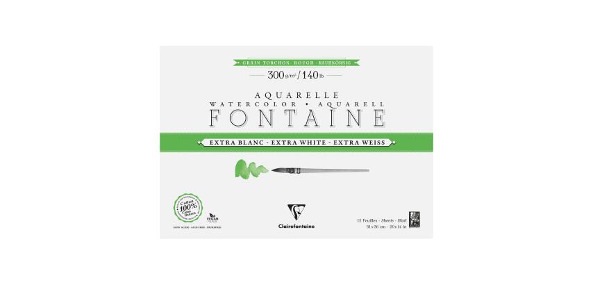 Fontaine Extra Blanc Grain Torchon bloc collé 4 côtés 12F 36x51cm 300g