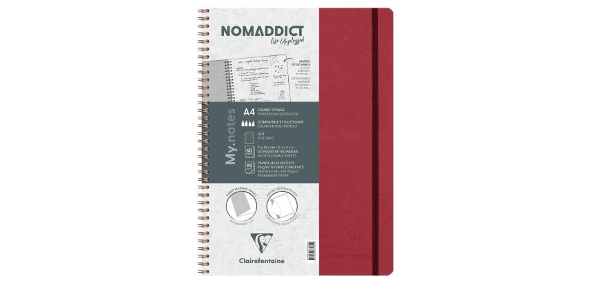 My.Notes Age Bag cahier reliure intégrale à marges détachables A4 120 pages détachables DOT + cadre en-tête - Rouge