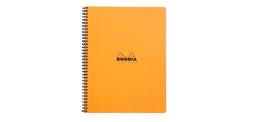 Notebook Rhodia Classic reliure intégrale & 22,5x29,7 cm 160 pages petits carreaux 5x5 avec cadre en-tête détachables perforation 4 trous 80g - Assortis